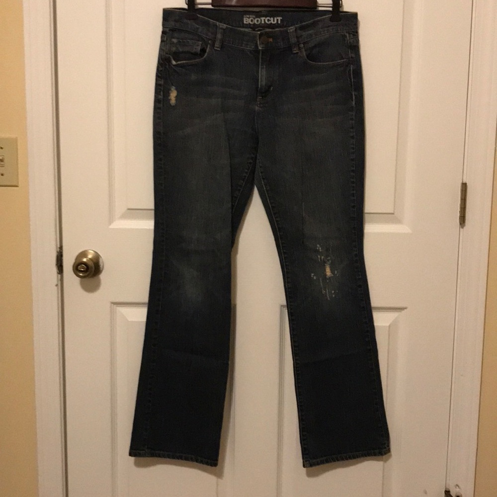 EUC NY&Co distressed low rise bootcut jeans